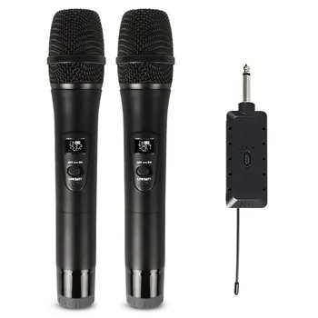 Mikrofon Üks Lohistage Kaks Universaalne VHF Traadita Pihuarvutite Mikrofon koos Vastuvõtja Karaoke/Business Kohtumine Stuudio Mikrofon