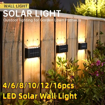 4/6/8/10/12/16 LED seinavalgusti Päikese Väljas Veekindel LED Seina Tuled Hoovis Maastik Aed Decor Väljas Seina