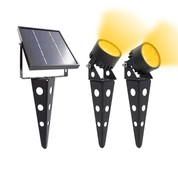 Pärand 50X Uuendatud Twin Solar Powered LED Väljas Maastik aed teenetemärgi Tähelepanu keskpunktis Veekindel 5m Kaabel aed lamp