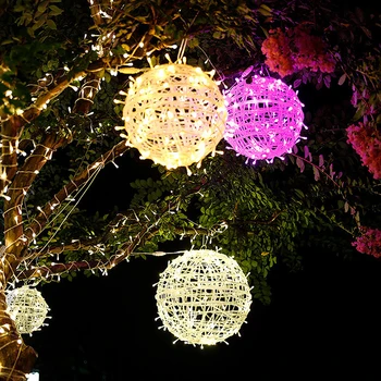 Festival Väljas Decor LED Tuled 220V Rotangist Palli String Tuled Koju Aed Jõulupuu Rippus Lamp Pulm Teenetemärgi