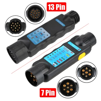 12V Haagise Tester 7 13 Pin Adapter Diagnostika Juhtmed Kontrollida Valguse Test Plug Socket Auto, Veoauto, Haagissuvila Tarvikud Universal