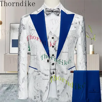 Thorndike Meeste Ülikond 3 Tööd, Üks Nupp Saavutas Rinnamikrofon Slim Fit Business Casual Kleit Sobib Pulma-Smoking Pintsak+Püksid+Vest