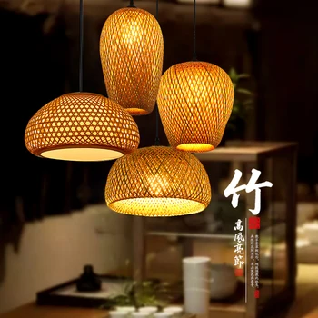 Käsitsi Kootud Bambusest Ripats Lamp, Vintage Restoran, Kohvik Magamistuba Lühtrid Kudumine Rippuvad Valgus Home Decor Valgustusseadmete