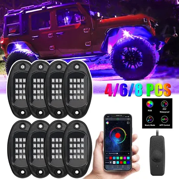 LEEPEE Jaoks Jeep Off-Road Truck Paat 4/6/8 1 Bluetooth APP Kontrolli RGB LED Rock Tuled Undergolw Auto Šassii Kerge Muusika Sünkroonimine