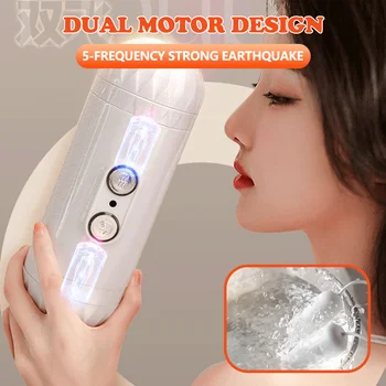 Automaatne Imemiseks Meeste Masturbatsioon Cup Dual Channel Vagiina Imemise Imemiseks Suhu Suhu Vibratsiooni Mehed Masturbator Pocket Pussy