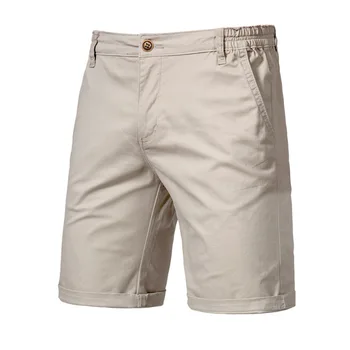 Uus suvine 100% puuvillane lühikesed püksid meeste kvaliteetse vaba aja veetmise äri sotsiaalne elastne vöökoht meeste lühikesed püksid 10 värve beach lühikesed püksid