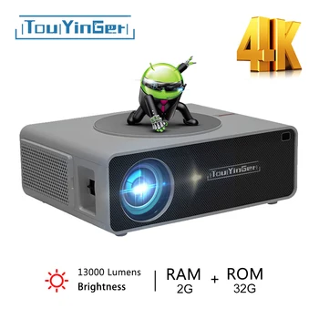 Touyinger Q10w Pro Android 4K Projektor Mini Projektorid full HD Kino, Video Proyector LED kodukino Beamer Ekraan, Bluetooth
