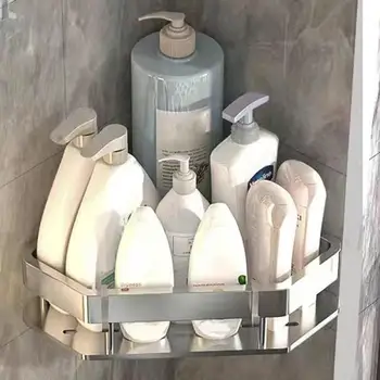 1 Komplekt Nurga Riiul Kolmnurk Ladustamise Rack Seinale Paigaldatud Punch-tasuta dushinurk Šampoon, dušigeel Vannitoa Tarvikud
