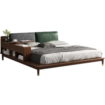 Põhjamaade kangast, nahast pöörduv multi-funktsionaalne voodi, Kaasaegne tina täispuidust magamistoa sahtliga voodi ladustamine