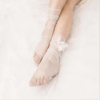Uus kolmemõõtmeline suured lilled Net lõng läbipaistev Elastsus sokk seeria lahe naine olulised õhukesed sokid naiste sexy sokk