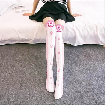 Anime Cosplay Sokid Tüdrukud Loiita Üle Põlve Sokid Harajuku Küülik Trükitud Pikk, Sokk Kawaii Reie Kõrge Sukad