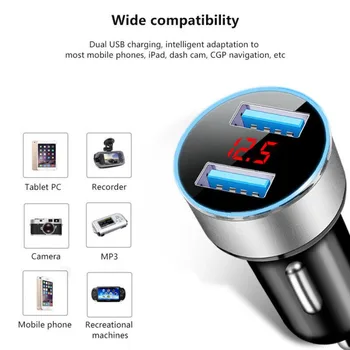 Nutikas Telefon Pesa LED Voltmeeter Dual USB-sigaretisüütaja iPhone Samsung autolaadija 2-Port-Adapter