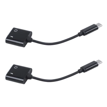 2X C-Tüüpi Adapter, Aux Audio Adapter USB Type C Kuni 3,5 Mm Kõrvaklappide Pistikupesa Adapter Xiaomi Mi 6 Huawei, Ilma Pistik(Must)
