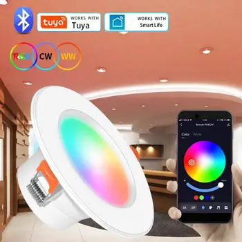 Tuya Smart LED Allvalgusti Värvikas Spot Lamp Süvistatav Ring helepruuniga, RGBCW Täis-värv Dimmmable Lambi Tööd Alexa Google Kodu