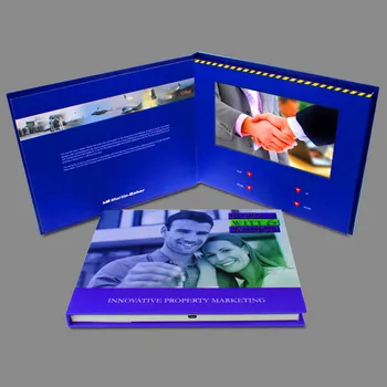 custom made kõvakaaneline 7inch Ekraani Brošüür Universal Video õnnitluskaardid moedisain Video Reklaam Kaardid