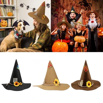 Hernehirmutis Müts Hernehirmutis Kostüüm Aksessuaar Päevalille Wizard Hat Täiskasvanud Mehed, Naised, Lapsed Cosplay Pool Halloween Kostüüm