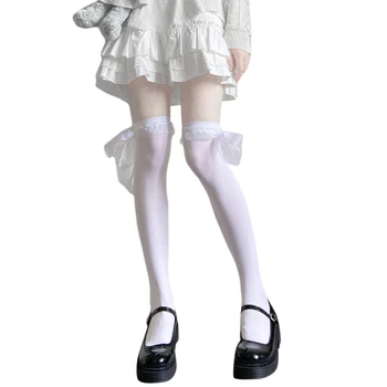 Jaapani Lindi Pits Vibu Reie Kõrge Sukad Naistele Lolita Õpilane Harajuku Kawaii Värviga Üle Põlve Pikad Sokid C63F