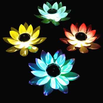 Solar Powered LED Lill Valgus Kunstlik Lotus Kuju Ujuvad Purskkaev Tiik, Aed, Bassein Lamp Led Night Light Päikese Basseini Kerge