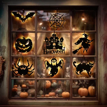 2023 Hallowen Partei Teenetemärgi Halloween LED Tuled Kõrvits Vaimu Nõid Spider Web Lamp Kodu Baar Kummitab Maja Hirmutav Rekvisiidid
