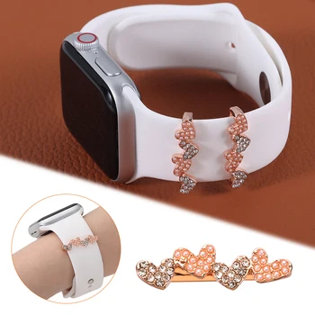Loominguline Diamond Armastus Ornament Apple Watch Band Metal Võlusid Dekoratiivne Rõngas iwatch Smart Watch Silikoonist Rihm Accessori