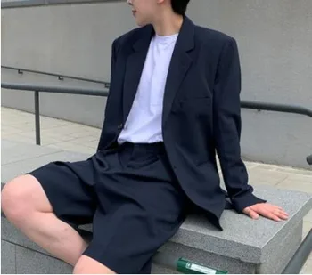 Jaapan Korea Streetwear Sobib Suvel Lahti Stiilis Meeste 2 Tükki Sobib Komplekti (Jope+püksid) Mood Põhjuslik Põlvpüksid, Jakk Mees