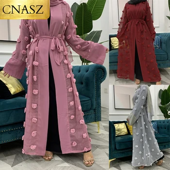 Uus Mood Moslemi Naised, Maxi Kleit, Pluss Suurus Kleit 3D lill Abaya Avatud Kampsun, Dubai Ramadan Vabaaja seal kaftan Pikk Kleit Abay
