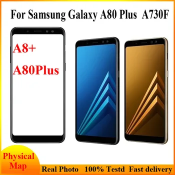 Super AMOLED Samsung Galaxy A8 Pluss 2018 A730 A730F/DS-LCD puuteekraan, Digitizer Assamblee A8+ A730F Lcd Ekraan Koos Raami