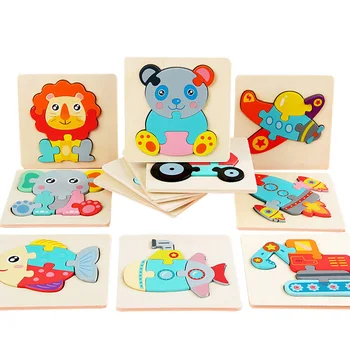 12 Mudeleid Lapsed Värvikas 3D Puzzles Montessori Mängud Peace Loomade Pusle, Baby Haridus-Puidust Mänguasjad Lastele