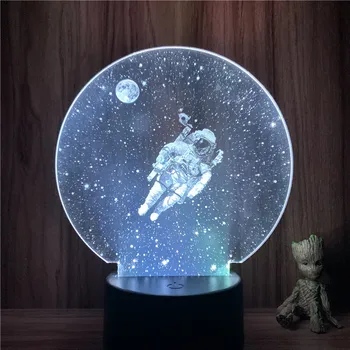 3D Nightlight Animeeritud Reaalne Ver. Astronaut Ruumi Kuu Tegevus Joonis 7 Värvid Touch Optiline Illusioon Lamp Kingitus Decor Mudel