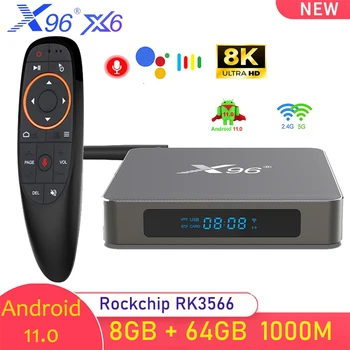 X96 X6 2023 Android TV BOX Android 11 Rockchip RK3566 8G 64G 2.4/5G Wifi Dual 1000M BT 4K 8K Media Player Smart Set Top Box