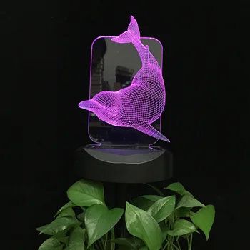 3d LED Tabel Öö Valguses Maastiku Valgustus Värve Muuta Dolphin Kingitus Siseruumides Väljas Päikese 3D Lamp Sünnipäeva Puhkus Kingitus