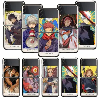 Anime Jujutsu Kaisen Kaardi Telefoni Kest Samsung Galaxy Z Flip 4 Z Flip3 5G puhul Galaxy Z Klapp PC kõvakaaneline Fundas
