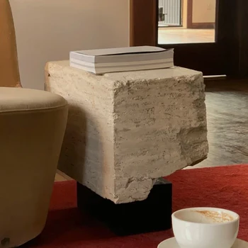 kaasaegne disain ristküliku täispuidust pool tabelid elutuba kivi beež travertiin naturaalne marmor hulgi kohandamine