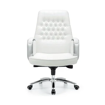 Lihtne, kaasaegne cowhide boss tool, moes suured klassi juhataja, konverentsiruum, kontori tool, valge tugitool