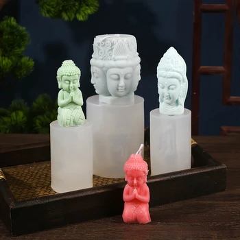 Tegemise Komplekt Aroomi Küünlad Käsitöö 3D Buddha Seeria Silikoon Küünal Hallituse DIY Käsitsi Nikerdatud Buddha Silikoon Hallituse Käsitöö 3D Küünal
